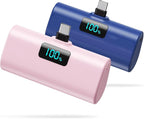 [2-Pack]Portable Charger for iPhone 16/15 Series,5200mAh PD USB C Power Bank Built-in USB-C Connector,Battery Pack Compatible with iPhone 16/16 Plus/16 Pro/16 Pro Max/15 Series,Android (Pink+Blue)