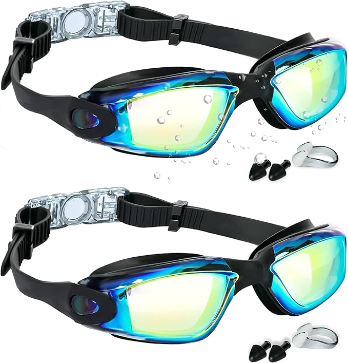 EWPJDK Swim Goggles - 2 Pack Swimming Goggles Anti Fog No Leaking For Adult Women Men