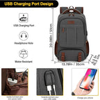 Tzowla Canvas Laptop Backpack, Bag for Men Women,Travel Work Rucksack Fits 17.3 Inch Laptop, Large Capacity Bookbag(Dark Grey)