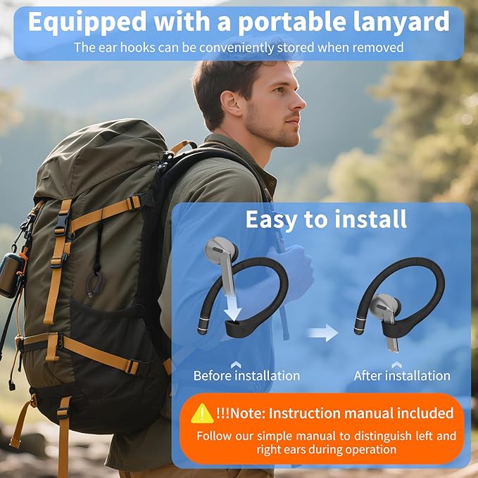 Anti-Slip Ear Hooks for Galaxy Buds 3 Pro (2024) & Galaxy Buds 3 FE (2025), Comfortable Fit | Sports Anti-Loss | Memory Titanium Alloy Ear Hooks Compatible for Samsung Buds 3 Earbuds w/Lanyard, Black
