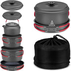 Alocs Camping Cookware Set Camping Gear, Compact Camping Pots and Pans Set, Durable Hard Alumina Camping Cooking Set for Outdoor Backpacking Camping Hiking Picnic, Included Mesh Carry Bag