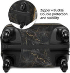 Travel Luggage Cover, White Black Gold Marble Abstract Washable Elastic Baggage Cover Double-sided with Zipper Closure for Wheeled Suitcase Fits 22-24 Inch