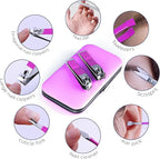 Manicure Set 8 in 1 Nail Clipper Set,RedFlow Nail Clippers,Fingernail & Toenail Clippers,Manicure Tools,Pedicure Tools,Suitable for Travel Manicure Kit,Nail Set Kit with Everything Profe (Purple)