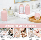 DEMORA 6.6oz Travel Bottles for Toiletries, Larger Plastic Travel Squeeze Bottles Leak Proof Refillable Toiletry Containers with Flip Caps and Labels for Shampoo Conditioner Lotion (Pink, 4 Pcs)