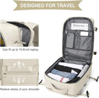WONHOX Large Travel Backpack Women, Carry On Backpack,Hiking Backpack Waterproof Outdoor Sports Rucksack Casual Daypack with USB Charging Port Shoes Compartment,Beige