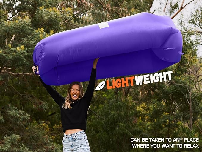 WEKAPO Inflatable Couch Air Lounger Chair - Camping & Beach Accessories, Portable Blow up Sofa for Hiking, Lawn, Indoor/Outdoor Movies & Music Festivals. Lightweight and Easy to Set Up Air Hammock