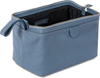 KomalC Premium Buffalo Leather Toiletry Bag for Men & Women With Water resistant Lining, Grooming Travel Pouch, Unisex Wash Bag for Toiletries, Gifts for Men and Women