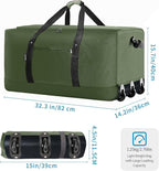Finnhomy 120L Foldable Rolling Duffel Bag with 3 Wheels, Light Weight Travel Duffel bag with Large Loading Capacity, 32'' Rolling Duffel bag with Shoulder Strap