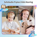 Voopwink Kids Headphones Wired with Microphone, USB Type C Headphones for Kids Girls Boys with Cord/LED Lights/85/94dB Volume Limit, Portable Over Ear Headphones for School/Travel/Tablet/iPad