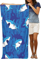 COMFAR Cute Shark Microfiber Beach Towel for Boys, Personalized Beach Towels for Kids, Sand Free Beach Towel Sandproof, Quick Dry Pool Towel 30"x 60"