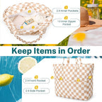Iioscre Beach Bag for Women, Causal Hobo Pool Bags with Zipper Inner Pocket, Foldable Swim Tote Bag for Vacation Essentials