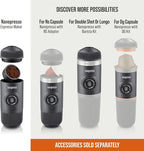 WACACO Nanopresso Portable Espresso Machine, Evolution of the Minipresso, Maximum Pressure 18 Bar, Travel Coffee Maker, No Need for Battery, Manual Operated, Grey