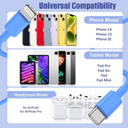 3Pack USB C to Lightning Cable 6FT, Fast Charging Cord for iPhone 14, Replacement for Apple Original Charger Cable for iPhone 14 13 12 11 Pro 11 XS MAX XR 8 7 6s Plus