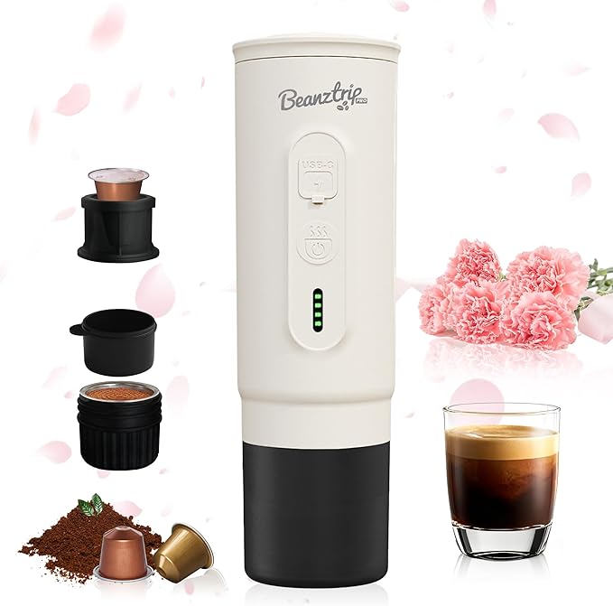 H02PRO Travel Coffee Maker, Portable Espresso Machine for Camping, 20 Bar Mini Coffee Maker Compatible with NS Capsule & Ground Coffee, 65ML Battery Operated Car Coffee Machines for Travel