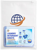 Travel Laundry Detergent Sheets 30 Pack – Hand Wash or Machine Wash Travel Detergent, Compact Sink Washing Detergent Strips for Clothes on Trips, Hotels & Cruises