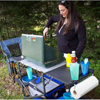 GCI OUTDOOR Slim-Fold Cook Station | Portable Folding Kitchen Table with a Heat Resistant Tabletop, 4 Side Tables & Storage Rack, Perfect for Picnics & Camping Trips
