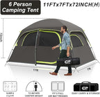 CAMPROS CP Upgraded 6/8 Person Camping Tents, Waterproof Windproof Family Tent with Larger Mesh Windows & Door, Double Layer, Easy Set Up, All-Season Dome Tent with Top Rainfly & Carry Bag