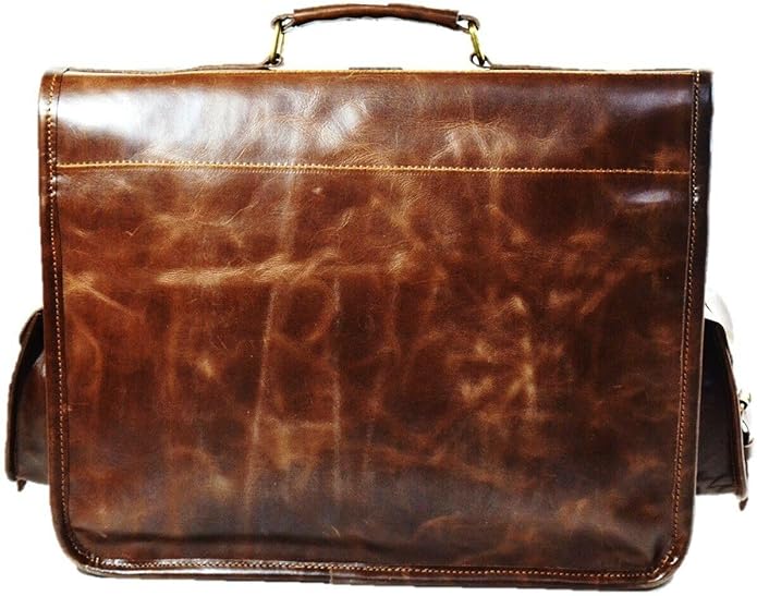 URBAN DEZIRE 16 inch Leather Messenger Bag Brown Vintage Satchel Genuine Laptop Computer Office Shoulder Handmade Briefcase for Men
