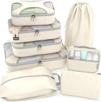Shacke Packing Cubes for Travel 8 Set - Premium Luggage Organizer Bags - Versatile Travel Organizer for Women and Men - Optimized Packing Bags - Travel Essentials (Sand)