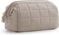 BAGSMART Makeup Bag Travel Toiletry Bag, Puffy Padded Make Up Bags for Women Makeup Organizer Case, Wide-open Pouch Purse Travel Essentials Toiletries Accessories Brushes, Camel