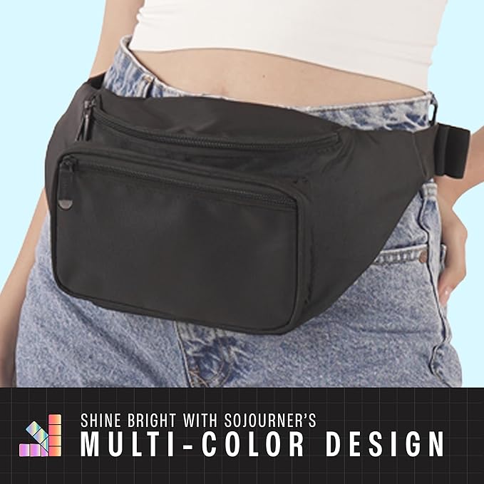 Black Fanny Pack Belt Bag I Mens Fanny Packs for Women Fashionable - Crossbody Bag Bum bag Waist Bag Waist Pack - Hands Free for Hiking, Halloween, Running, Travel, Waterproof and more