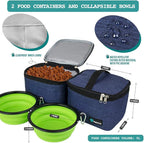 PetAmi Dog Travel Bag, Travel Pet Bag Organizer, Dog Food Travel Bag with Container Collapsible Bowls, Pet Travel Supplies Gift Accessories for Weekend Camping, Puppy Cat Diaper Bag, Navy Blue Large