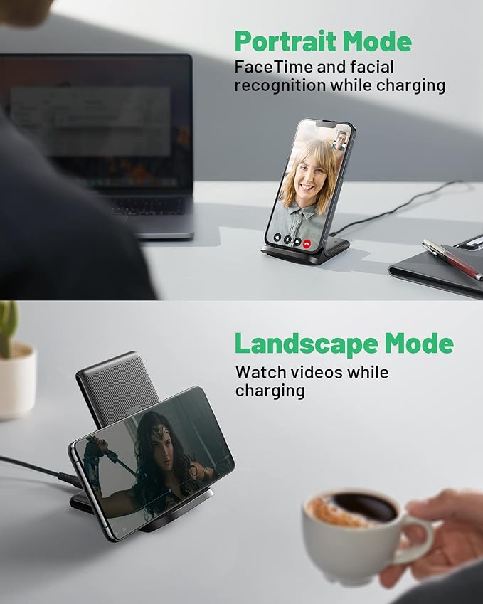 INIU Slimmest 45W 10000mAh Portable Charger with Built-in USB-C Cable & 15W Qi Certifie Wireless Charging Station Combo
