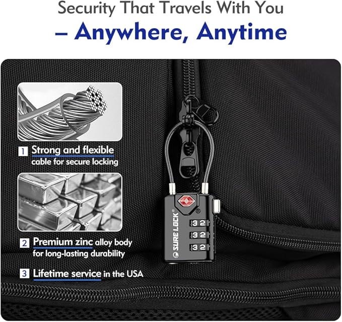 SURE LOCK TSA Compatible Travel Luggage Locks, Inspection Indicator, Easy Read Dials - 2 pack