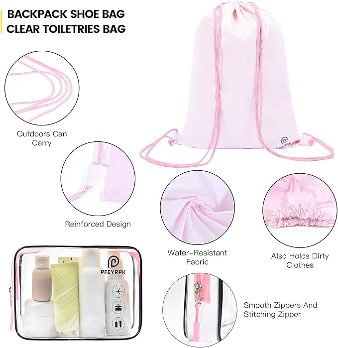 PFEYRPK Lightweight Compression Packing Cubes for Suitcases, Compressible Expandable Travel Packing Organizer with Clear Toiletries and Backpack Bag, Travel Essentials for Carry on Luggage 7 Set