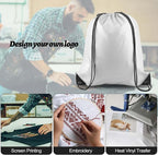15 Pcs White Drawstring Bags Drawstring Backpack Bulk, PLULON String Backpack Cinch Sack Sport Gym Backpack Bags for Yoga Traveling Outdoor Sports