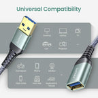 AINOPE USB Extension Cable,USB Extender,USB 3.0 Extension Cable, Male to Female Cord High Data Transfer Compatible with Webcam,Keyboard,Flash Drive,Hard Drive,Printer,3.3FT,Grey