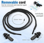 Tondiamo 200 Pairs Ear Plugs Reusable Silicone Earplugs with Cord Sleeping Individually Wrapped Hearing Protection Noise Cancelling Earplugs for Work Construction Shooting Sports (Black)