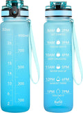 OLDLEY Water Bottle, 32oz Motivational Sports Water Bottle with Time Marker - Times to Drink - Tritan, BPA Free, Wide Mouth Leakproof, Anniversary Birthday Gifts for Men Women, Luca (1 Bottle)