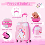 BABY JOY 2 Pcs Kids Luggage Set, 16" Toddlers Carry-on Suitcase & 12" Backpack Set, Children Travelling Case w/ 4 Casters, Retractable Handle, Lightweight Trolley Case for Girls Boys (Cloud Pony)