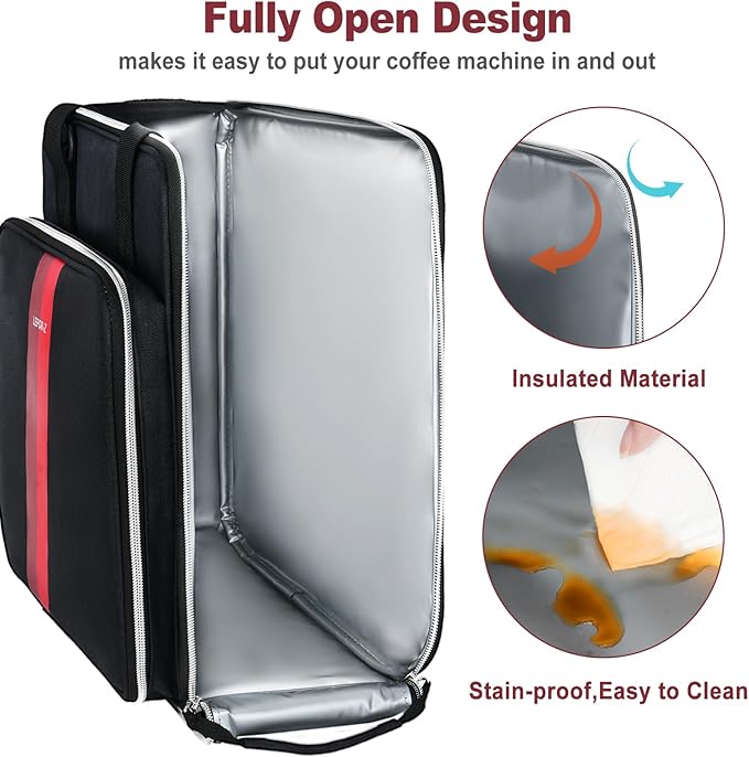 LEFOR·Z Coffee Maker Travel Bag Compatible with Keurig K-Mini,Single Serve Coffee Brewer Carrying Case Compatible for K-Mini Plus with Multiple Pockets for K-Cup Pods(Bag Only)