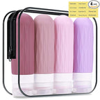 Travel Bottles for Toiletries, Travel Size Toiletries, TSA Approved 3oz Size Toiletry Containers, Leakproof & Refillable Silicone Bottles for Shampoo Conditioner(Purple)