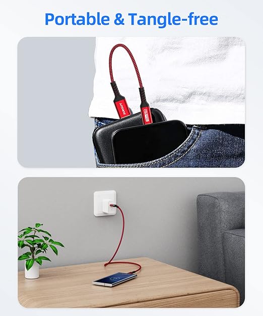 SUNGUY 10Gbps USB C 3.1 Gen 2 Cable, 5FT USB A to USB C 3A Fast Charging Android Auto, USB C CarPlay Cable, Compatible with iPhone 17/16/15 Pro Max, Galaxy S22 S21 Note 20, Pixel 6 5 (Red)