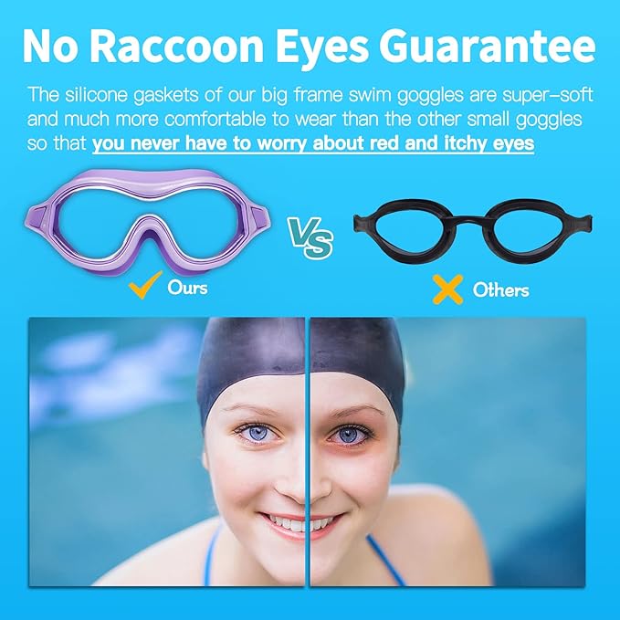 Swim Goggles No Leaking Anti-Fog Pool Goggles Swimming Goggles for Adult Men Women Youth, UV Protection 180° Clear Vision
