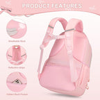DIGOBAY Backpack for Girls, 3PCS Girls Backpack for School with Lunch Bag Pencil Case, Cute Kids Teens Bookbag for Kindergarten Elementary Preschool Middle School (Pink)