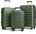 LIGHT FLIGHT Luggage Sets, 3 Piece Durable Suitcase Set with Spinner Wheels, 3 Pcs Hardside Lightweight luggage with TSA Lock, Large Checked Travel Suitcases, 20/24/28 Inch, Pine Green