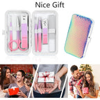 Women's Nail Clipper Set Travel Manicure Kit with Glass Nail File Stainless Steel Nail Clippers Case Nail Grooming Kit Gift