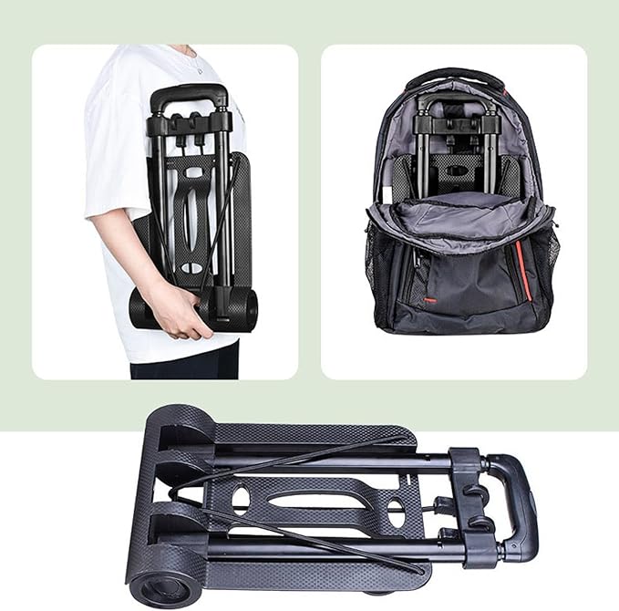 Eujgoov Small Folding Hand Truck 2 Wheels Dolly Portable Luggage Trolley Cart Lightweight for Travel Shopping