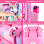 Girls Luggage, 18" Kids Carry on Suitcase With Wheels, Unicorn Suitcases for Toddler Children(Pink)