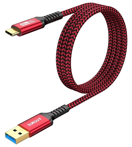 SUNGUY 10Gbps USB C 3.1 Gen 2 Cable, 4FT USB A to USB C 3A Fast Charging Android Auto USB C CarPlay Cable, Compatible with iPhone 17/16/15 Pro Max, Galaxy S22 S21 Note 20, Pixel 6 5 (Red)