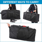 Finnhomy 120L Foldable Rolling Duffel Bag with 3 Wheels, Light Weight Travel Duffel bag with Large Loading Capacity, 32'' Rolling Duffel bag with Shoulder Strap