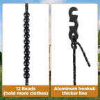 Camping Clothesline Compact Portable Travel Clothes Line Non-Scratch, Heavy Duty Buckle System with 24 Beads for Outdoor Camping, Cruise Ships, Indoor Backyard, Balcony(Dark Gray, 9.84Ft)