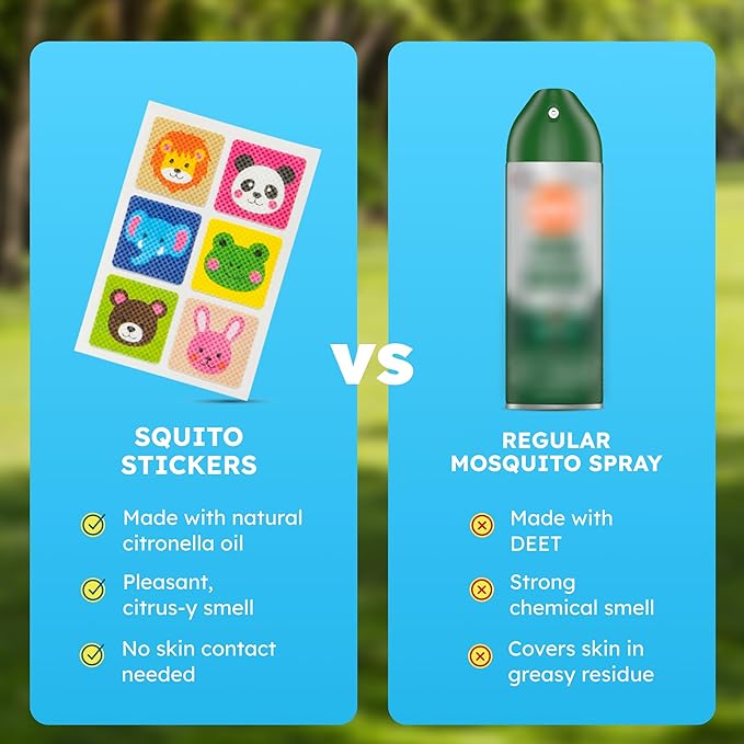 BugMD Squito Stickers Mosquito Repellent Patch Stickers for Kids (78 Stickers), Safe & Effective Insect Repellent Patches for Toddlers, Kids, Camping, Beach & Outdoor Essentials