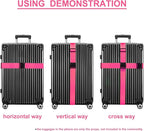 Luggage Straps for Suitcases TSA Approved Travel Belt 4 Pack by Chelmon (Rose Red)