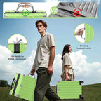Krute Carry On Luggage 20 inch Aluminum Frame Luggage with Spinner Wheels Hardshell No Zipper PC+ABS TSA Lock Zipperless Suitcases Green