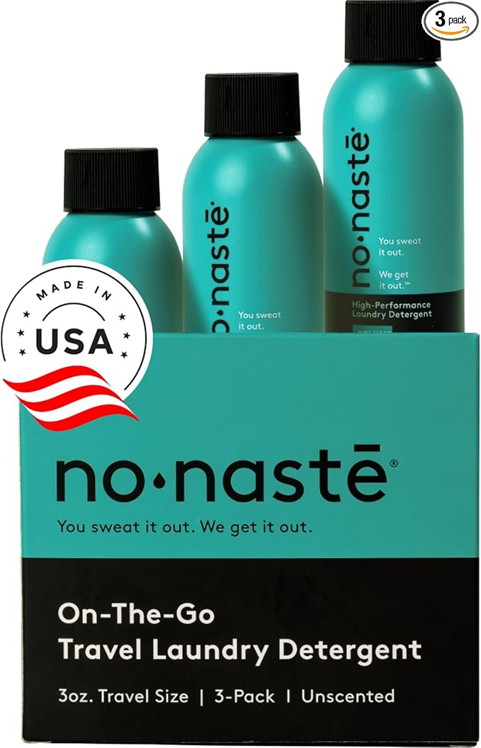 Nonaste Travel Laundry Detergent Pure Clean, (3 Fl Oz, Pack of 3) – Unscented Travel Size, Portable and Lightweight Powerful Enzyme Cleaning Detergent | EWG VERIFIED Laundry Essentials